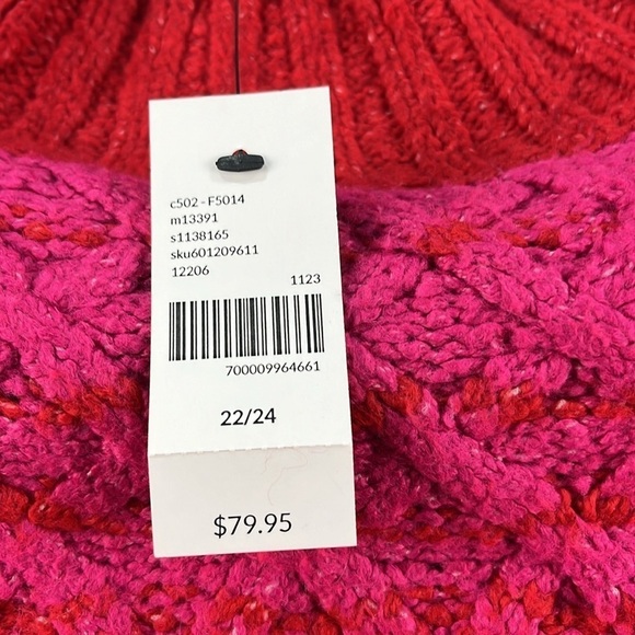 Lane Bryant Sweater Pink Red Colorblock Women's Size 22/24 Plus Size NWT - Picture 4 of 6